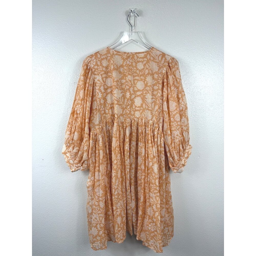 Daughter of India Kyra Mini Dress Tangerine Floral XL Boho Cotton NWOT - Picture 6 of 16